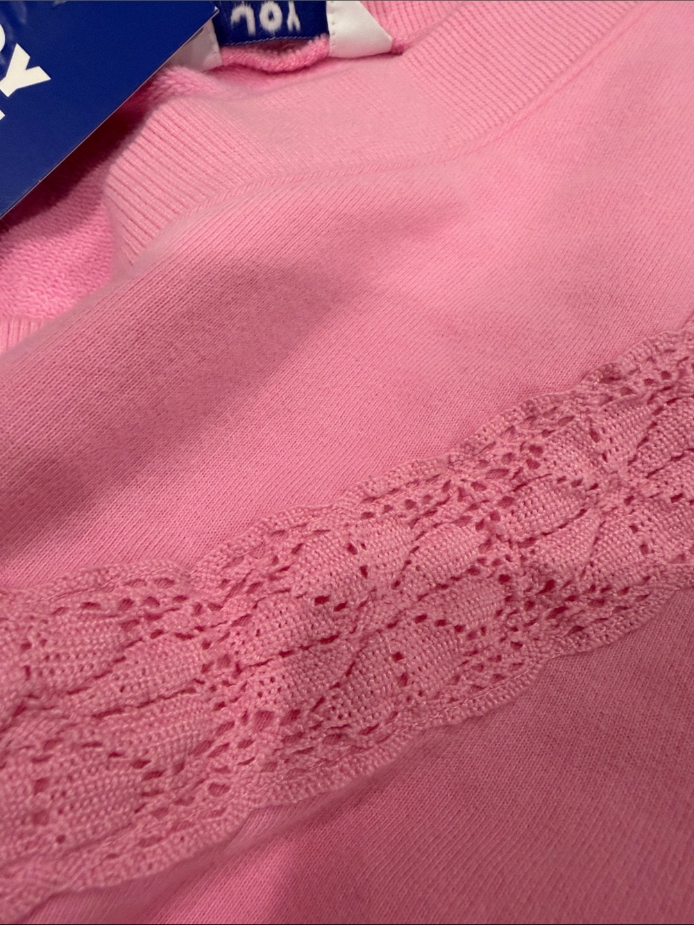 Joylab Pink Lace trim V-Neck Lace-Trim Sweatshirt XXL - Picture 4 of 4